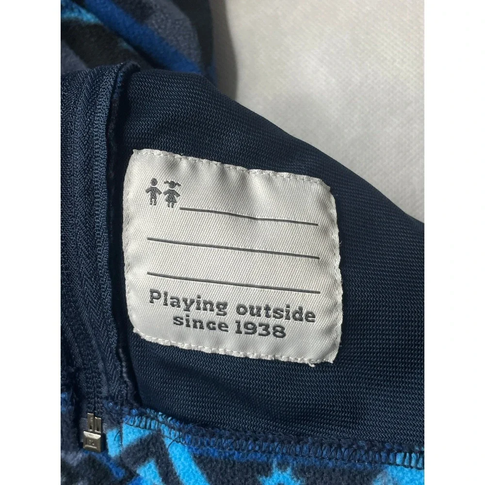 Columbia Fleece Jacket Kids XL 18/20 Blue Black Geometric Full Zip Mock Neck